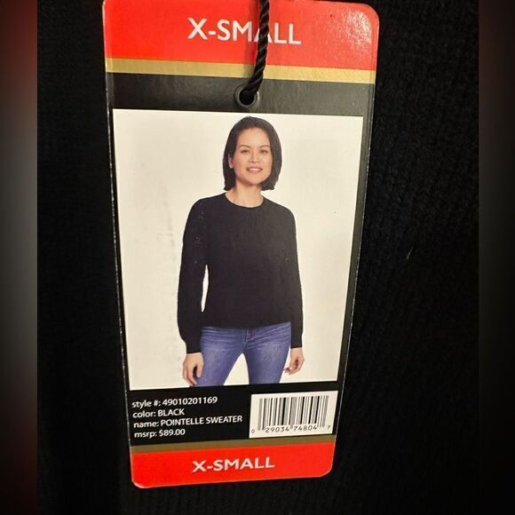 Christian Siriano Pointelle Pull Over Sweater black size XS NWT - Picture 8 of 9